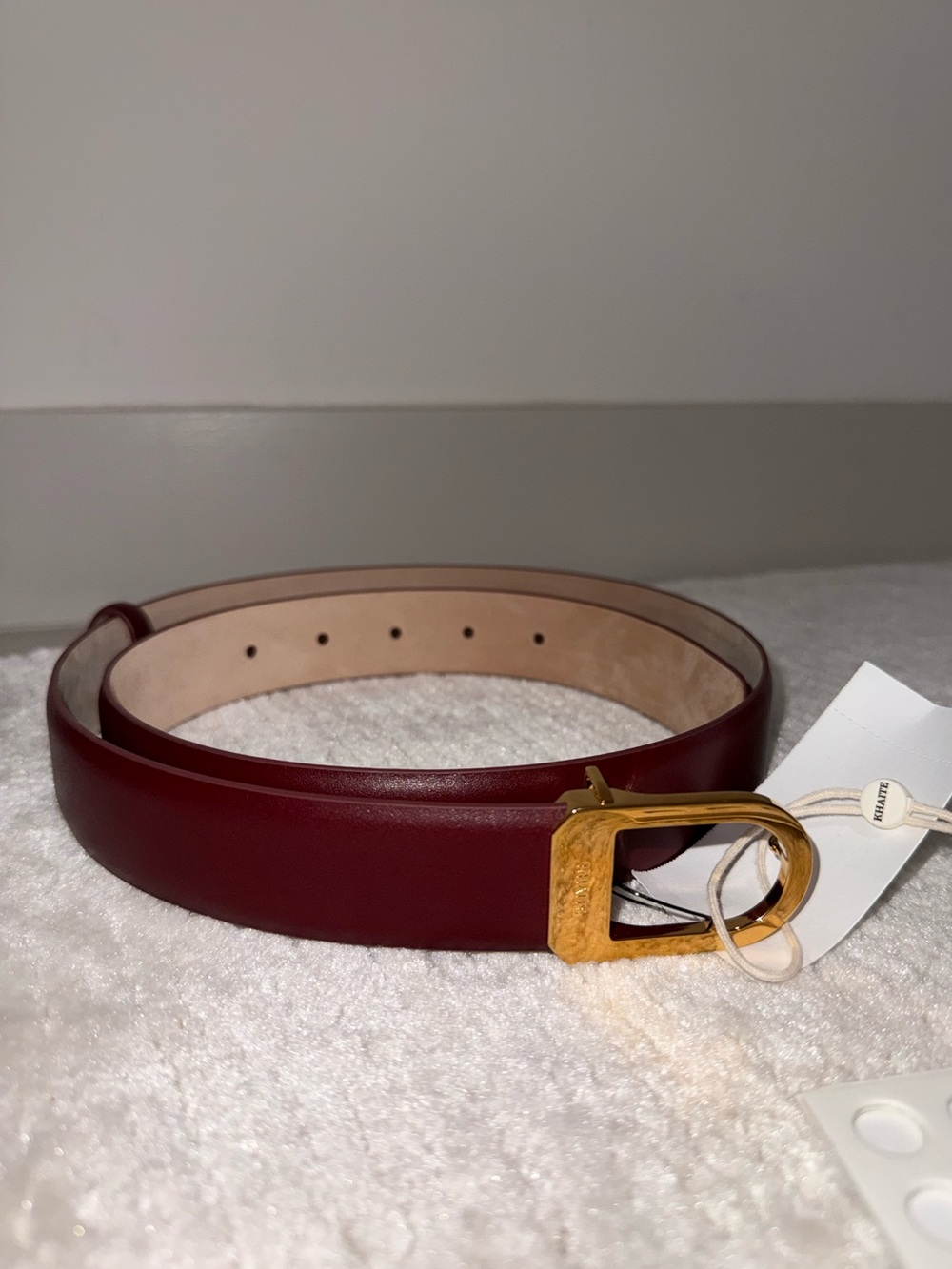 Khaite Saddle Leather Belt, 85, Burgundy